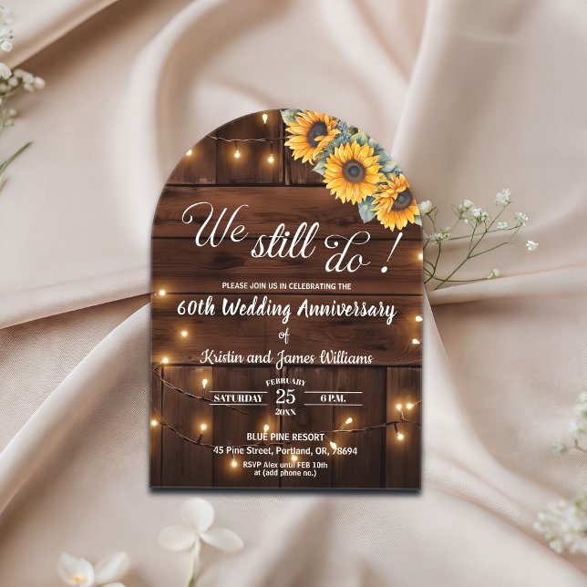 We Still Do 60th Wedding Anniversary String Lights Acrylic Invitations (Creator Uploaded)