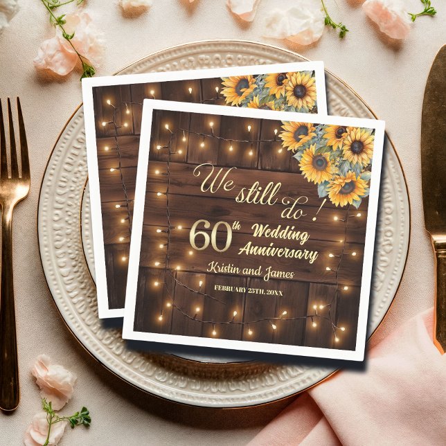We Still Do 60th Wedding Anniversary String Lights Napkins (Creator Uploaded)