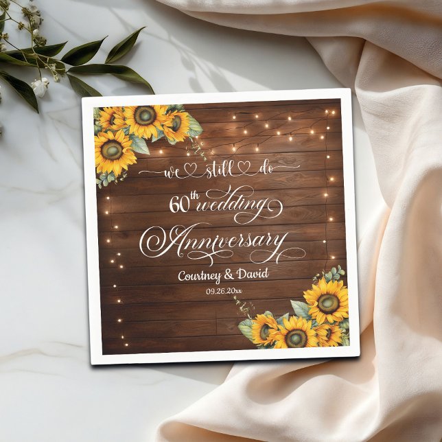 We Still Do 60th Wedding Anniversary String Lights Napkins (Creator Uploaded)