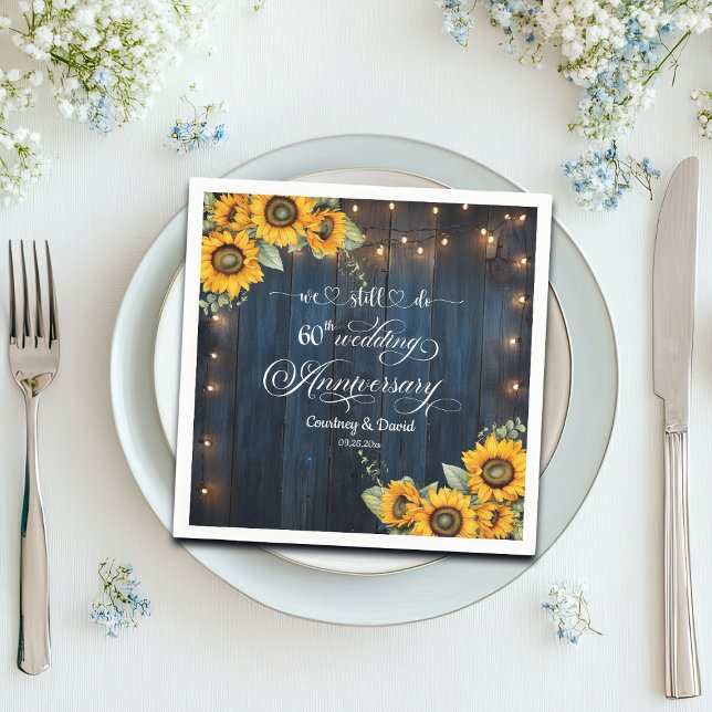 We Still Do 60th Wedding Anniversary String Lights Napkins (Creator Uploaded)