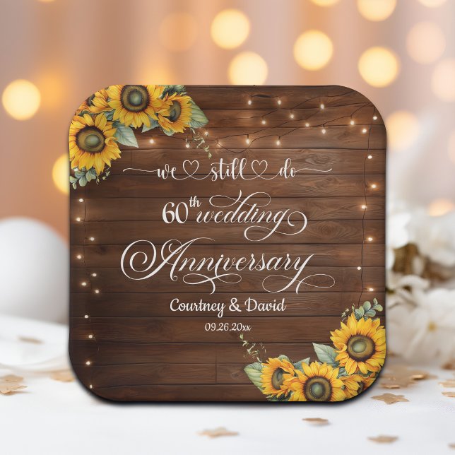 We Still Do 60th Wedding Anniversary String Lights Paper Plates (Creator Uploaded)