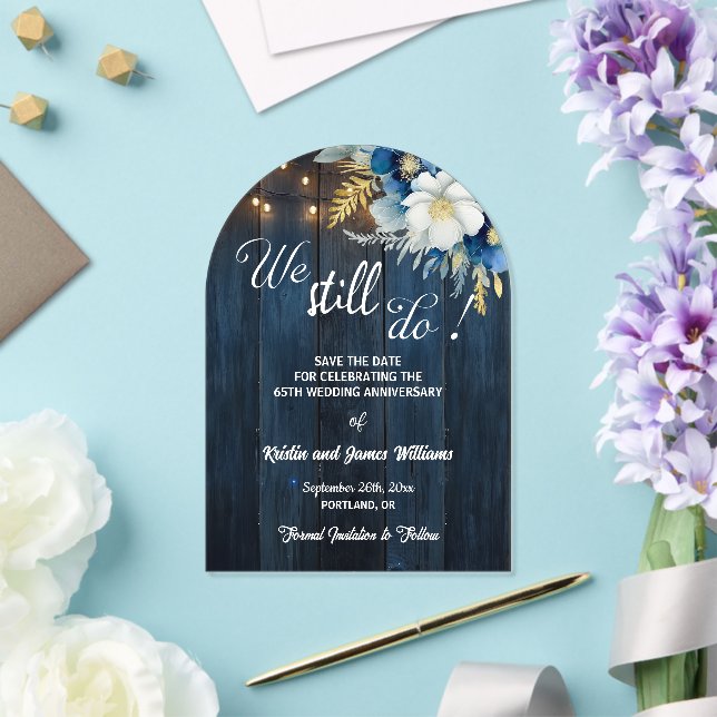 We Still Do 65th Wedding Anniversary String Lights Acrylic Invitations (Insitu (Wedding))