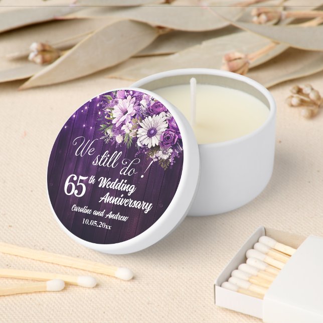 We Still Do 65th Wedding Anniversary String Lights Mini Candle Favors (Insitu)
