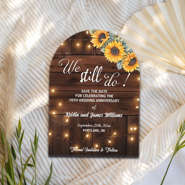 We Still Do 70th Wedding Anniversary String Lights Acrylic Invitations (Creator Uploaded)