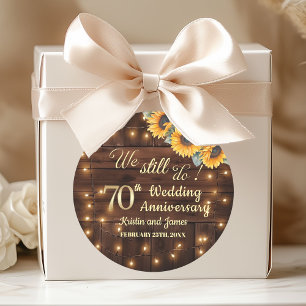 We Still Do 70th Wedding Anniversary String Lights Classic Round Sticker