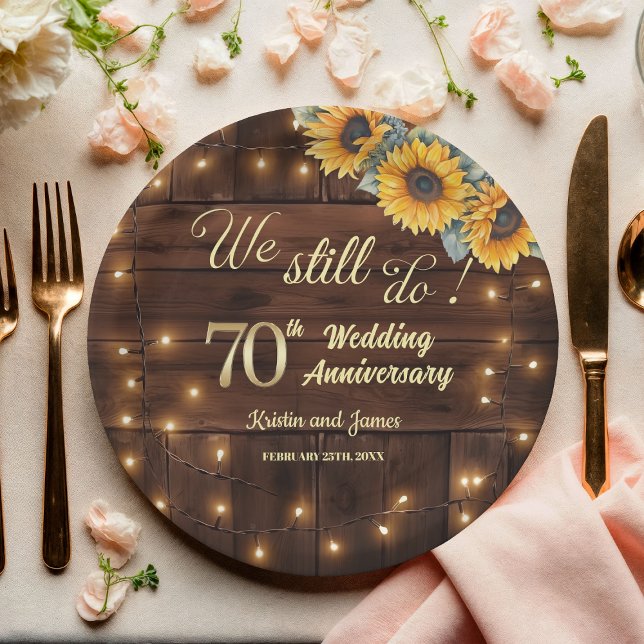We Still Do 70th Wedding Anniversary String Lights Paper Plates (Creator Uploaded)
