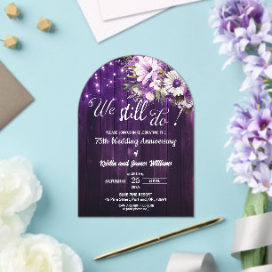 We Still Do 75th Wedding Anniversary String Lights Acrylic Invitations