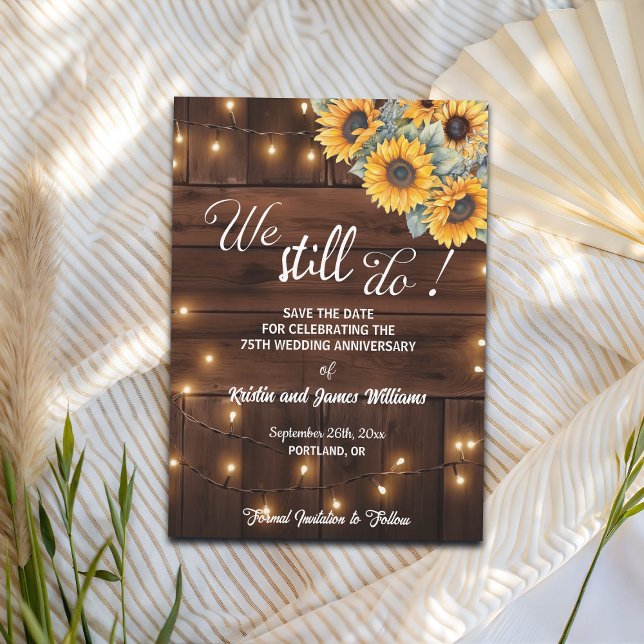 We Still Do 75th Wedding Anniversary String Lights Save The Date (Creator Uploaded)