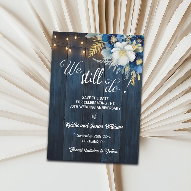 We Still Do 80th Wedding Anniversary String Lights Save The Date (Creator Uploaded)
