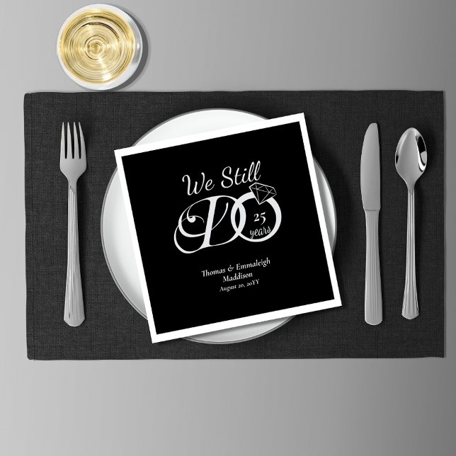 We Still Do Anniversary Typography Black/Silver Napkins (Creator Uploaded)