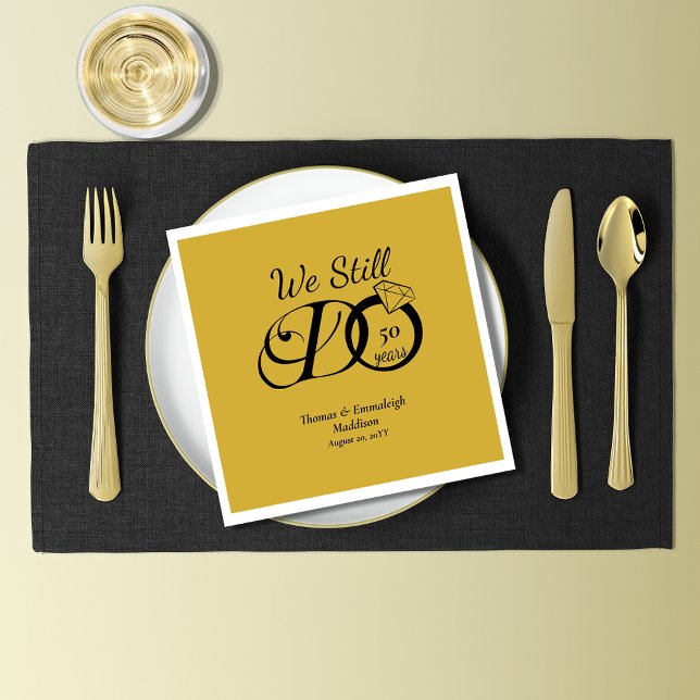 We Still Do Anniversary Typography Gold/Black Napkins (Creator Uploaded)