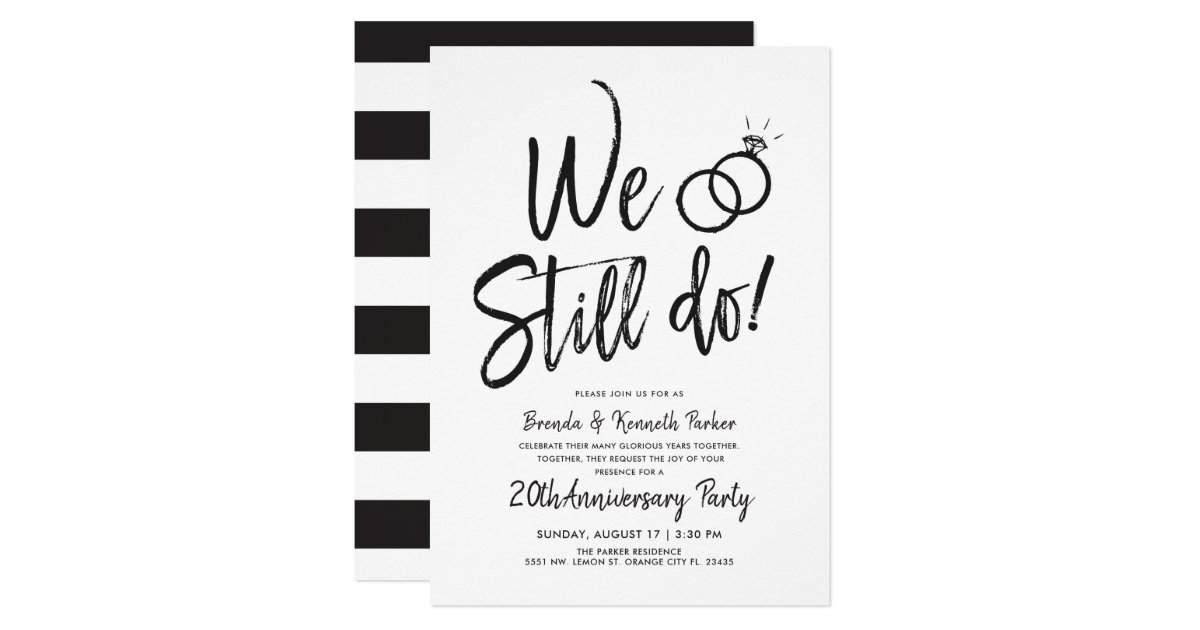 We Still Do Anniversary | Vow Renewal Striped Invitation | Zazzle.com