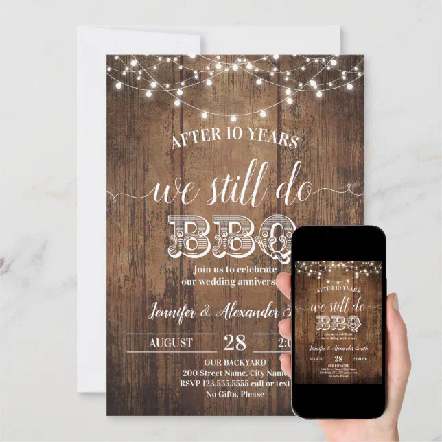 We Still Do BBQ Wedding Anniversary Invitation | Zazzle