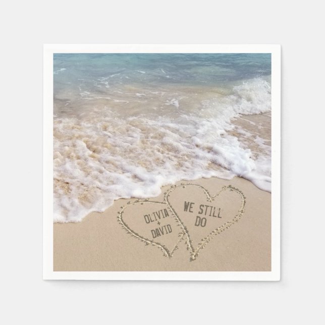 We Still Do Beach Hearts with Names Napkins (Front)