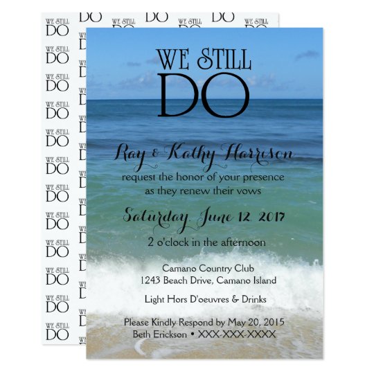 We Still Do Beach Wedding Vow Renewal Invite Zazzle Com