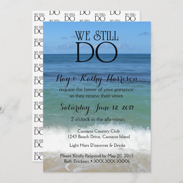 We Still Do Beach Wedding Vow Renewal Invite (Front/Back)
