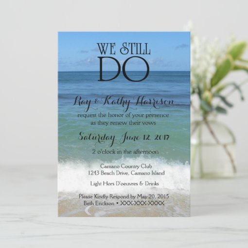 We Still Do Beach Wedding Vow Renewal Invite | Zazzle
