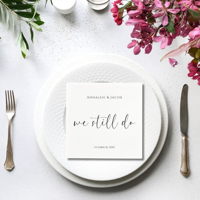 We Still Do Black & White Vow Renewal Cocktail Napkins (Creator Uploaded)