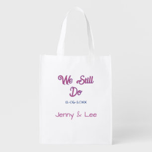 We still do brown pink name date year boho retro s grocery bag