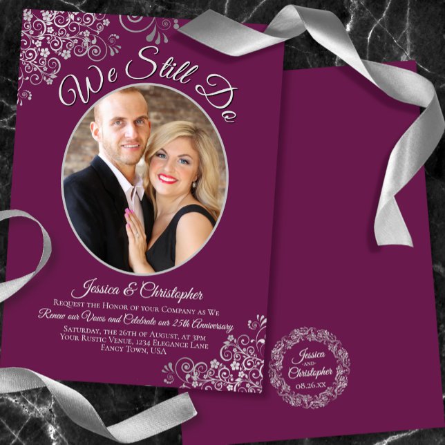 We Still Do Cassis & Silver Wedding Vow Renewal Invitation (Creator Uploaded)