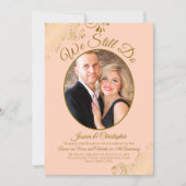 We Still Do Coral Peach & Gold Wedding Vow Renewal Invitation (Front)