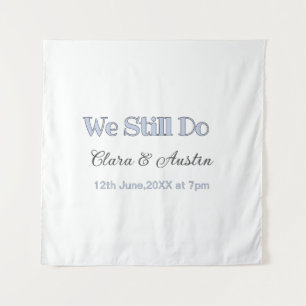 We still do couple name date blue pastel gray retr tapestry