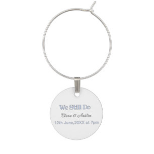 We still do couple name date blue pastel gray retr wine charm