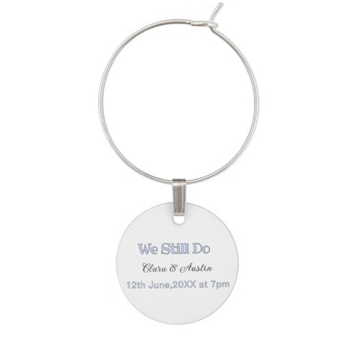 We still do couple name date blue pastel gray retr wine charm