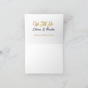 We still do couple name date champagne gold vow re letterpress thank you card