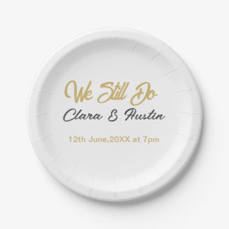 We still do couple name date champagne gold vow re paper plates
