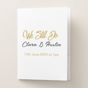 We still do couple name date champagne gold vow re pocket folder