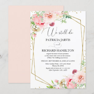 We Still Do Elegant Blush Floral Vow Renewal Invitation