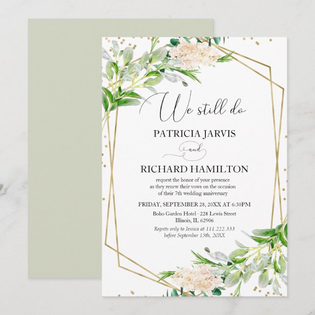 We Still Do Elegant Greenery Vow Renewal Invitation (Front/Back)