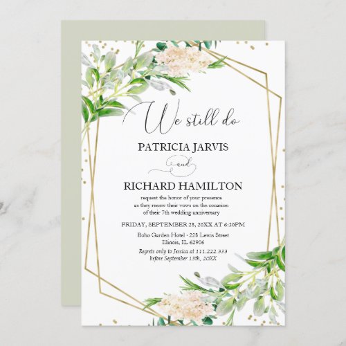 We Still Do Elegant Greenery Vow Renewal Invitation