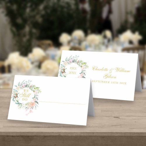 We Still Do Floral Anniversary Vow Renewal Place Card