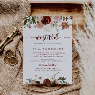We Still Do Gold Rustic Floral Vow Renewal Invitation