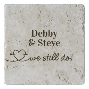 We Still Do Heart Personalized Anniversary Stone Trivet