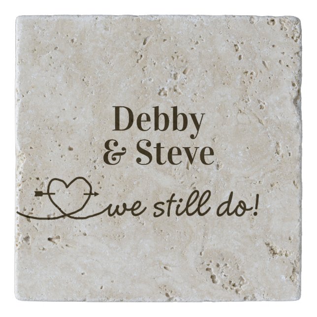 We Still Do Heart Personalized Anniversary Stone Trivet (Front)