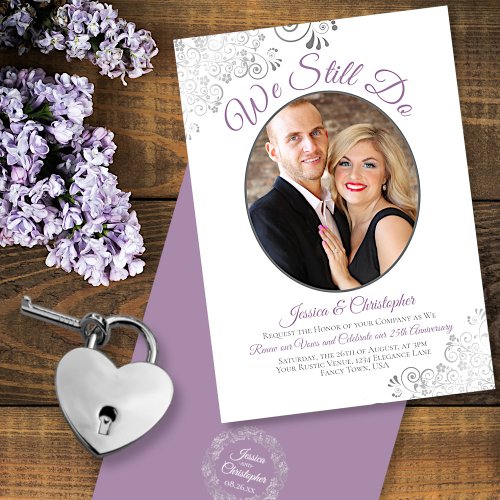 We Still Do Lavender on White Wedding Vow Renewal Invitation