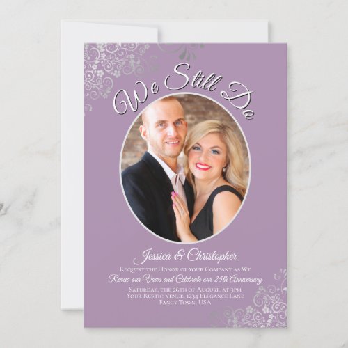 We Still Do Lavender Silver Wedding Vow Renewal Invitation