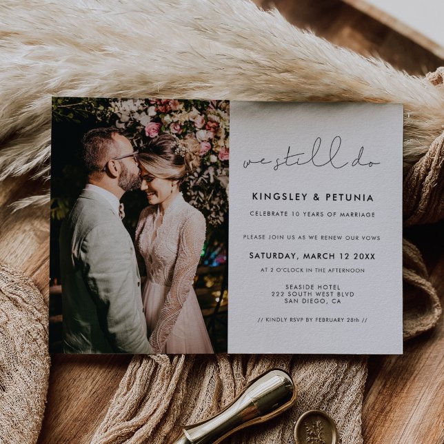 We Still Do Minimalist Vow Renewal Invitation (Minimalist We still do Vow renewal photo Invitation)