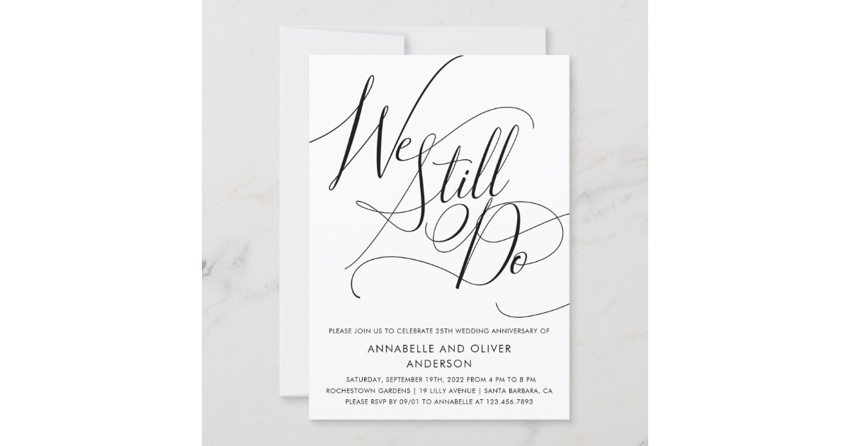 We Still Do | Minimalist Wedding Anniversary Invitation | Zazzle