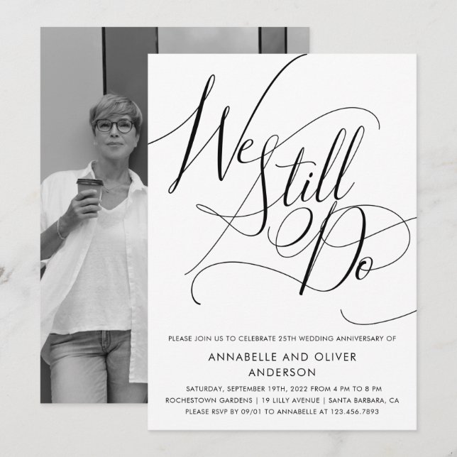 We Still Do | Minimalist Wedding Anniversary Photo Invitation (Front/Back)