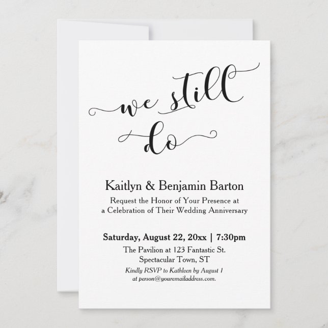 We Still Do Modern Calligraphy, Simple Anniversary Invitation (Front)