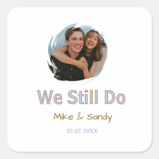 we still do name couple purple pastel brown date m square sticker