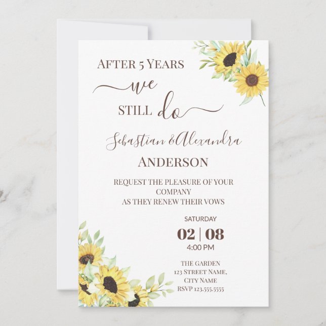 We still Do Renewal Wedding Vows Anniversary Invit Invitation (Front)