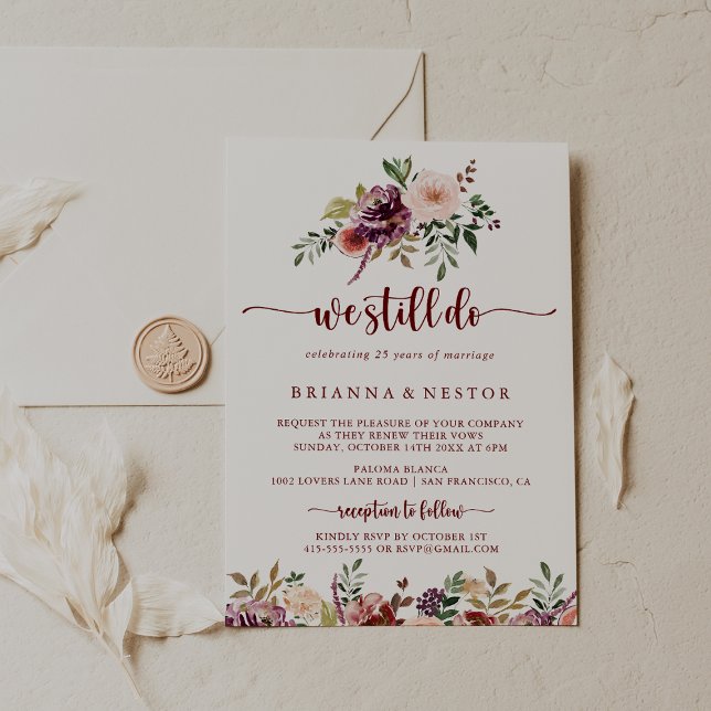 We Still Do Rustic Summer Floral Vow Renewal  Invitation (Creator Uploaded)