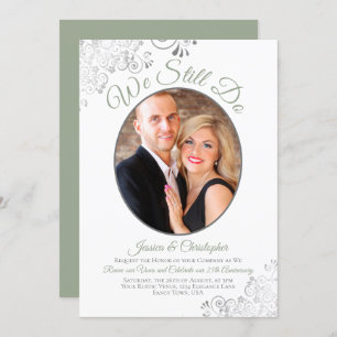 We Still Do Sage Green & White Wedding Vow Renewal Invitation