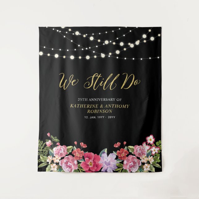 We Still Do | String Lights 50 Wedding Anniversary Tapestry (Front)