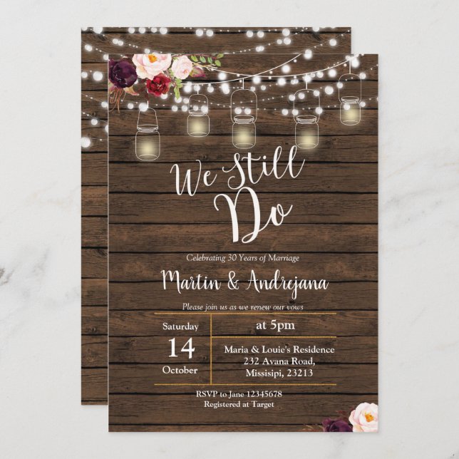We Still do Wedding Anniversary invitation card (Front/Back)